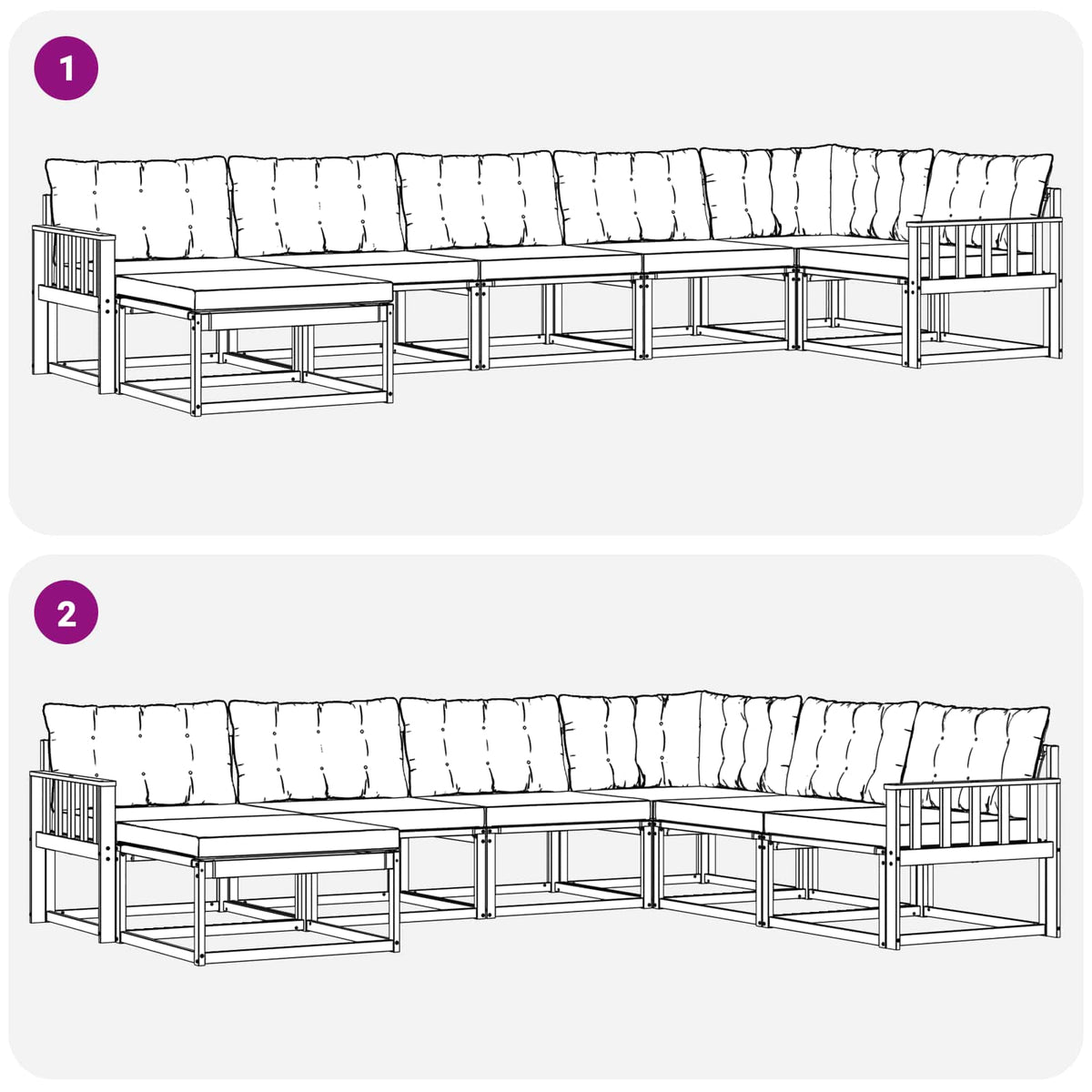 Set vanjskih sofa 7 kom. Prirodna i bež Čvrsto drvo akacije