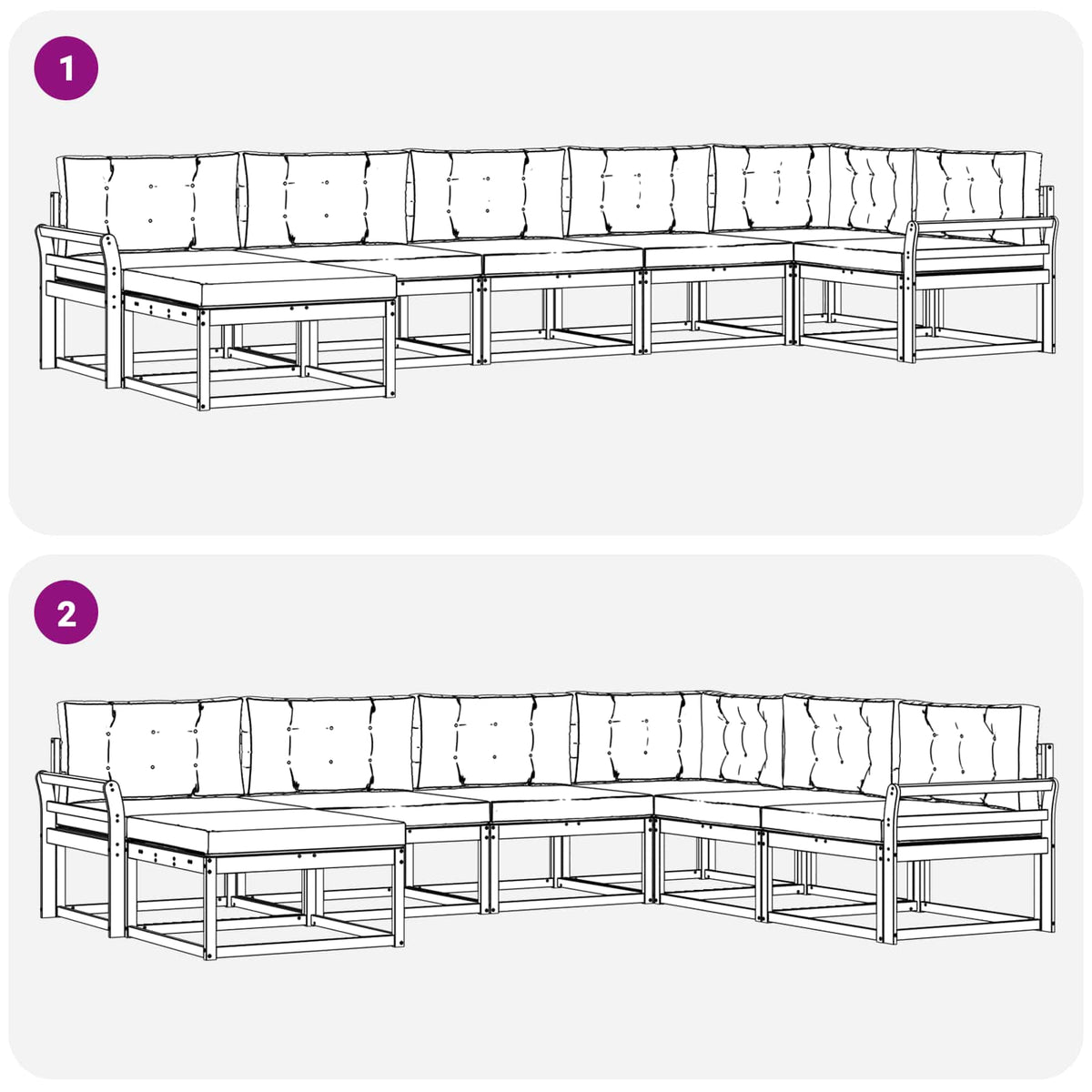 Set vanjskih sofa 7 kom. Prirodna i krem Čvrsto drvo akacije