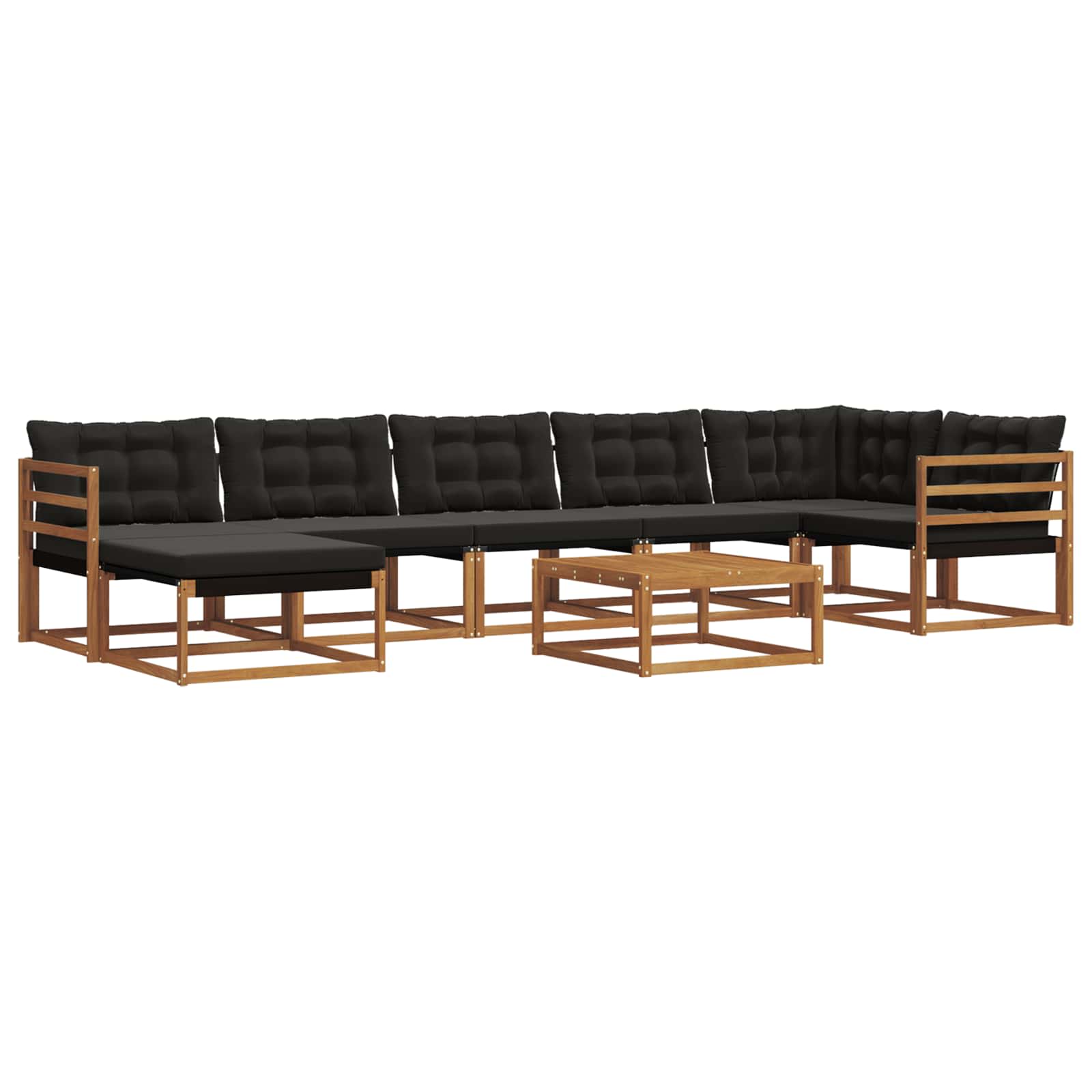 Set vanjskih sofa 22 pcs Prirodna i crna Čvrsto drvo akacije