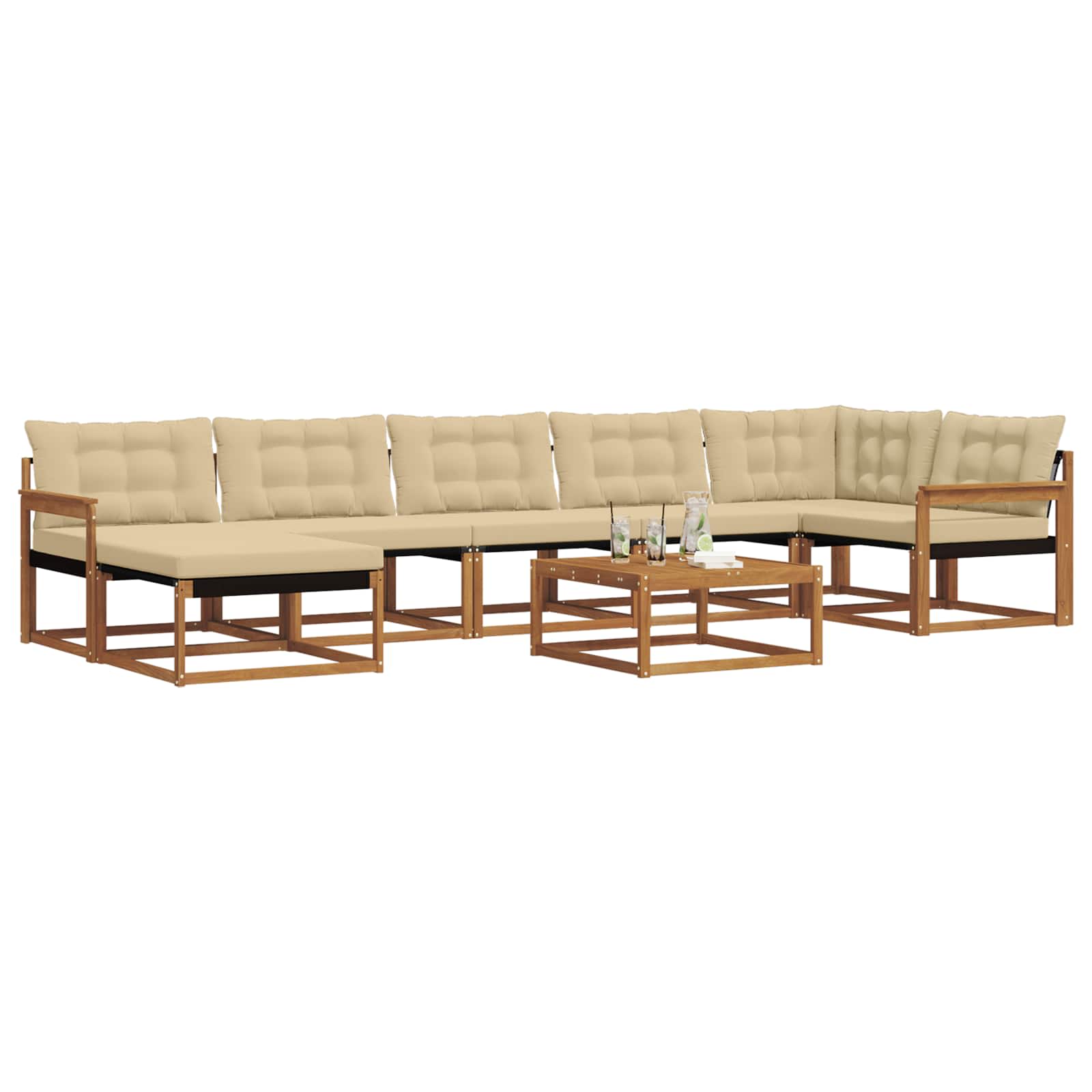 Set vanjskih sofa 22 pcs Prirodna i bež Čvrsto drvo akacije