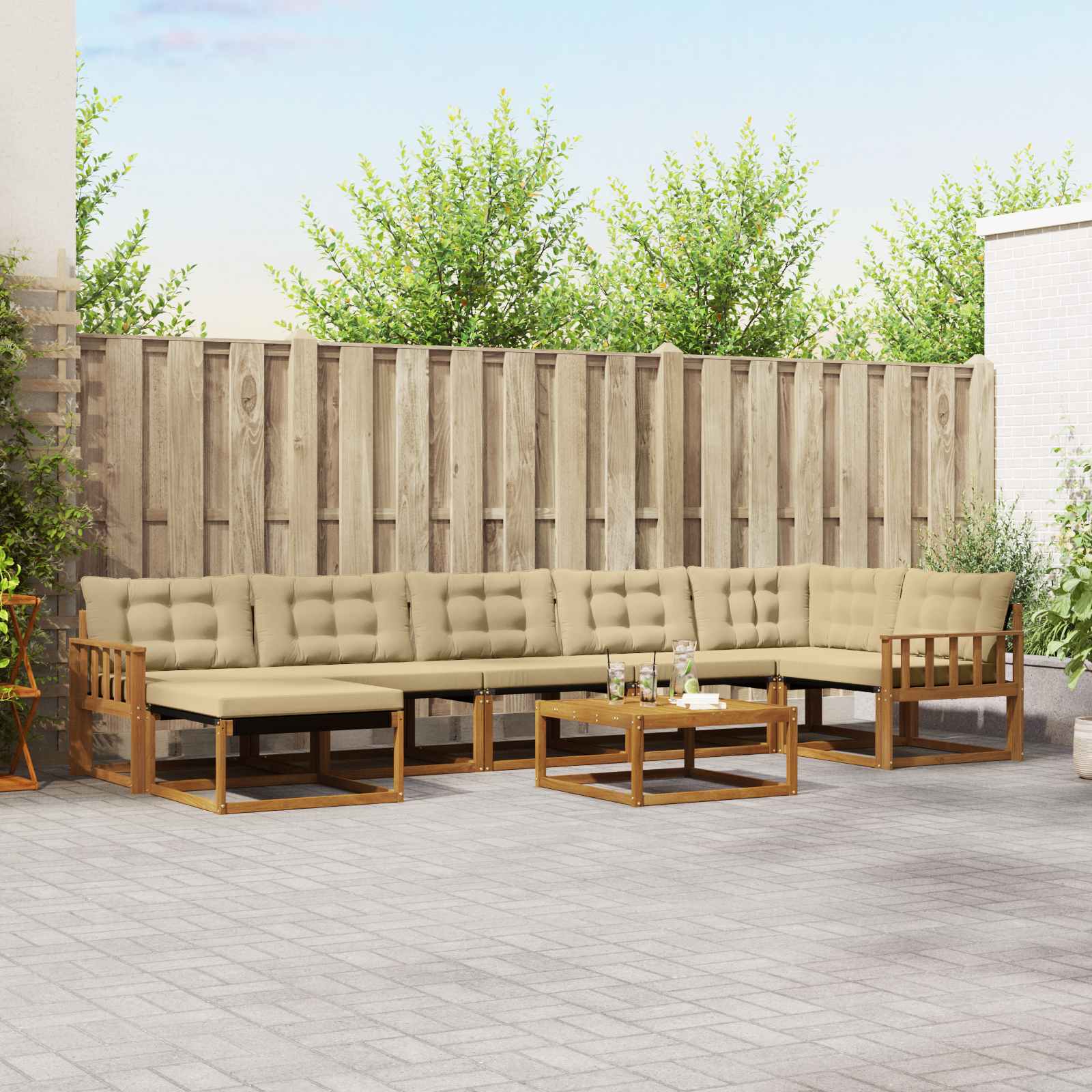 Set vanjskih sofa 22 pcs Prirodna i bež Čvrsto drvo akacije