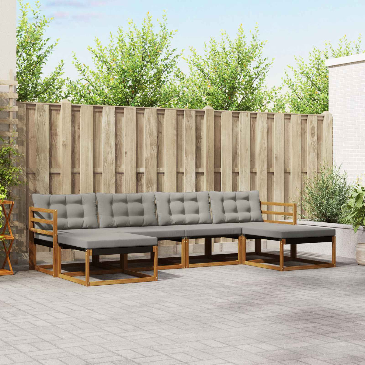 Set vanjskih sofa 6 kom. Prirodna i svijetlo siva