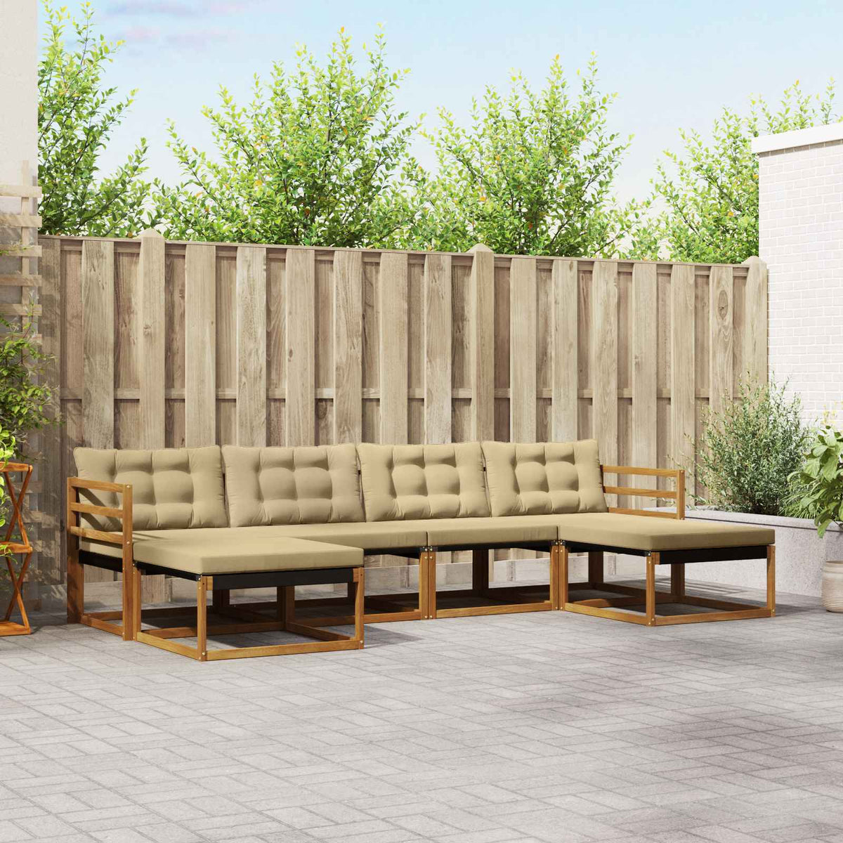 Set vanjskih sofa 6 kom. Prirodna i bež