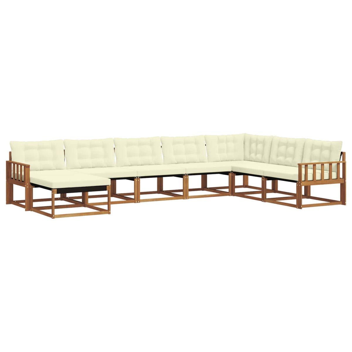 Set vanjskih sofa 8 kom. Prirodna i krem Čvrsto drvo akacije