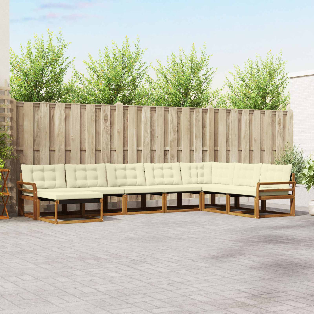 Set vanjskih sofa s jastukom 8 pcs Prirodna i krem
