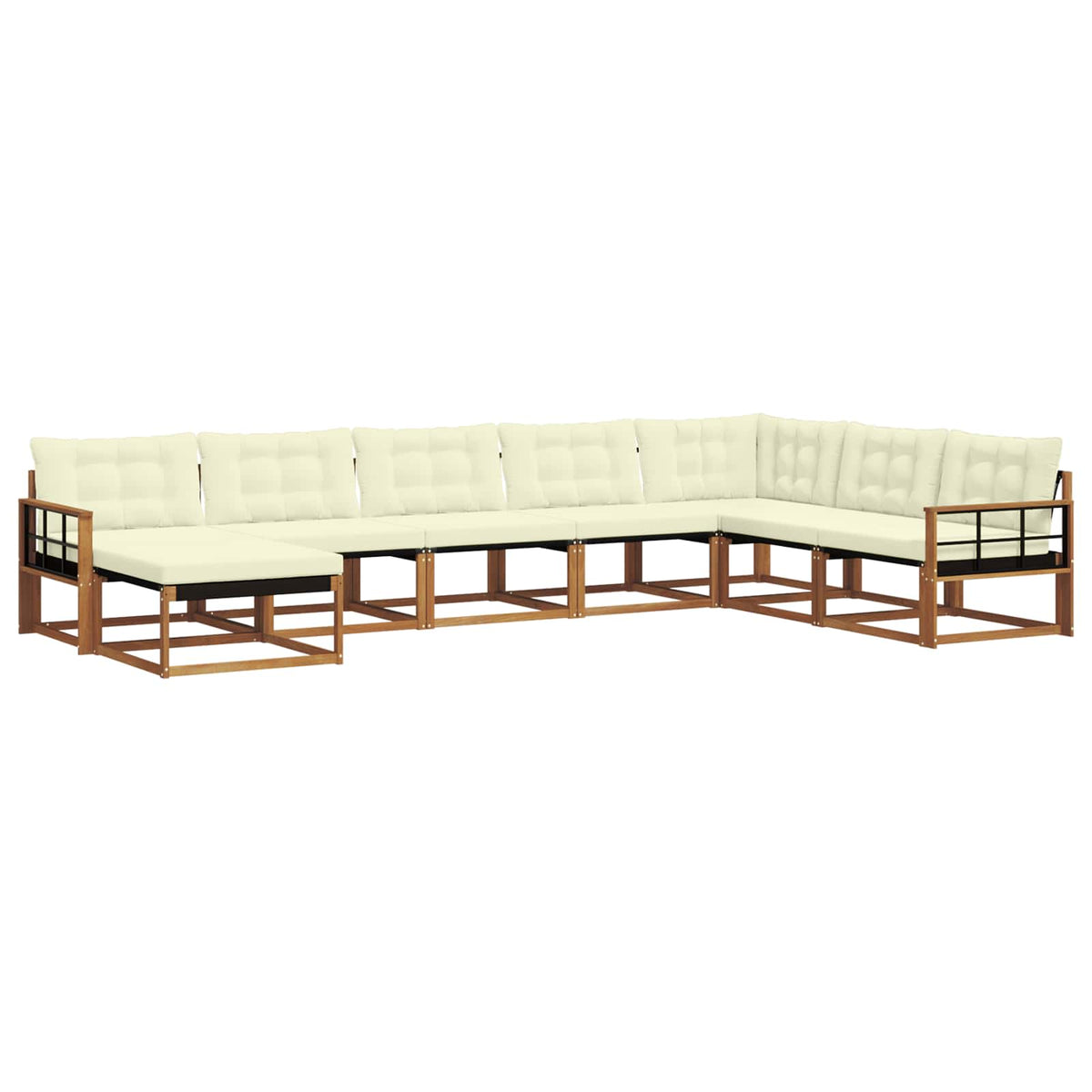 Set vanjskih sofa 8 kom. Prirodna i krem Čvrsto drvo akacije
