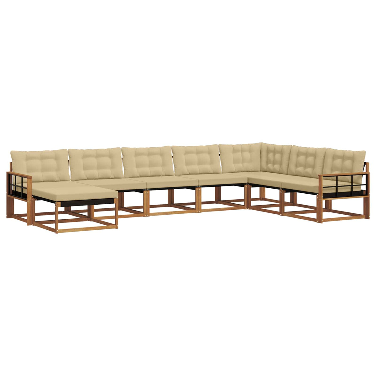 Set vanjskih sofa 8 kom. Prirodna i bež Čvrsto drvo akacije