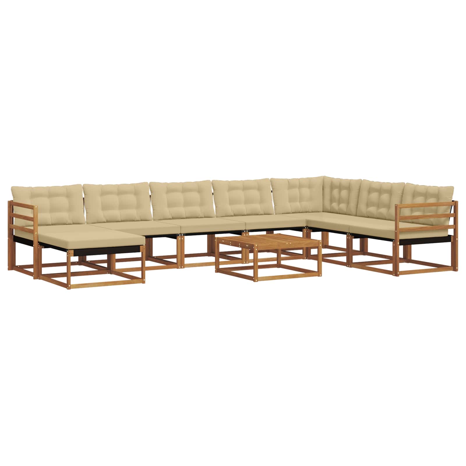 Set vanjskih sofa 9 pcs Prirodna i bež Čvrsto drvo akacije