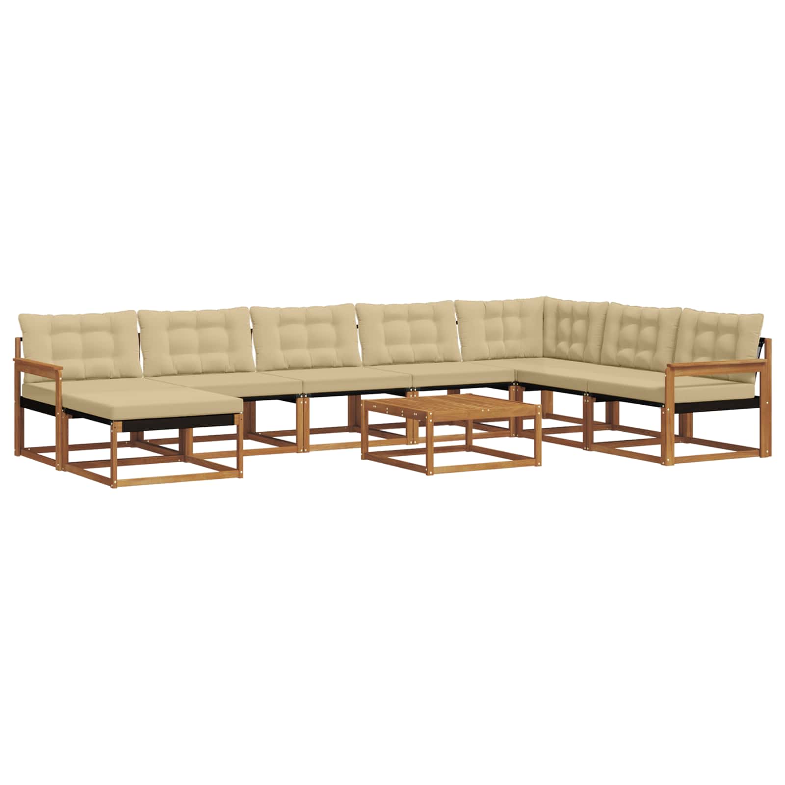 Set vanjskih sofa 9 pcs Prirodna i bež Čvrsto drvo akacije
