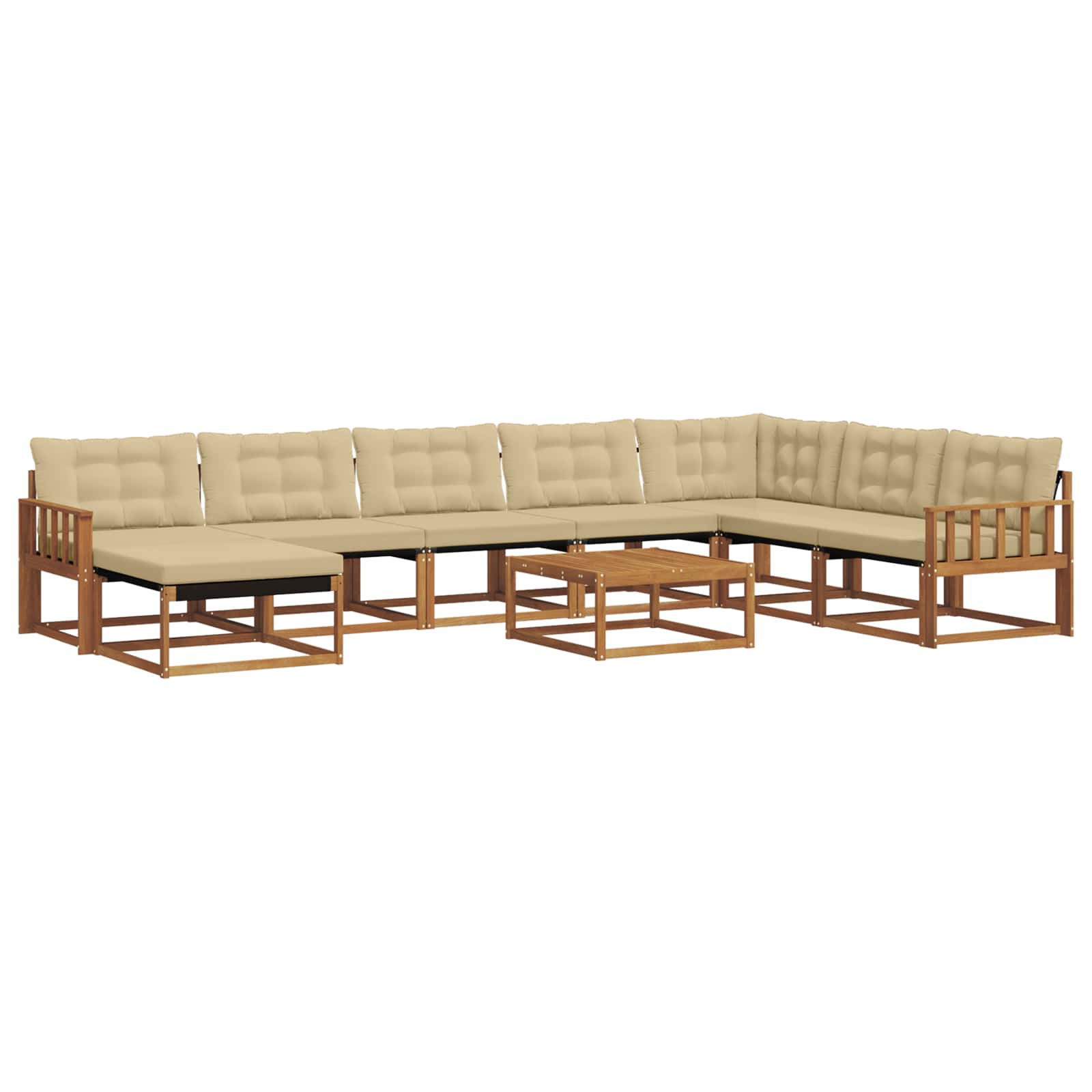 Set vanjskih sofa 9 pcs Prirodna i bež Čvrsto drvo akacije