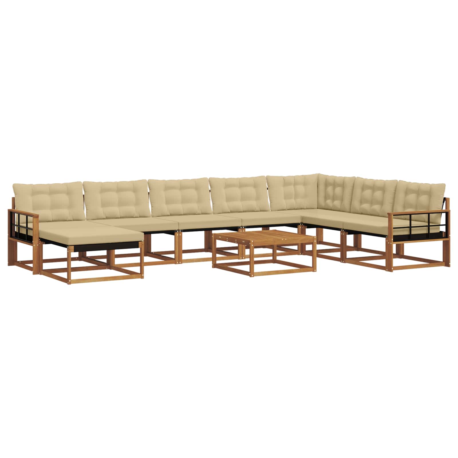 Set vanjskih sofa 9 pcs Prirodna i bež Čvrsto drvo akacije