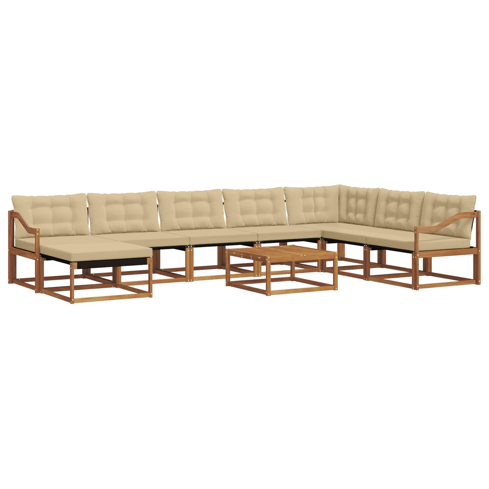 Set vanjskih sofa 9 pcs Prirodna i bež Čvrsto drvo akacije
