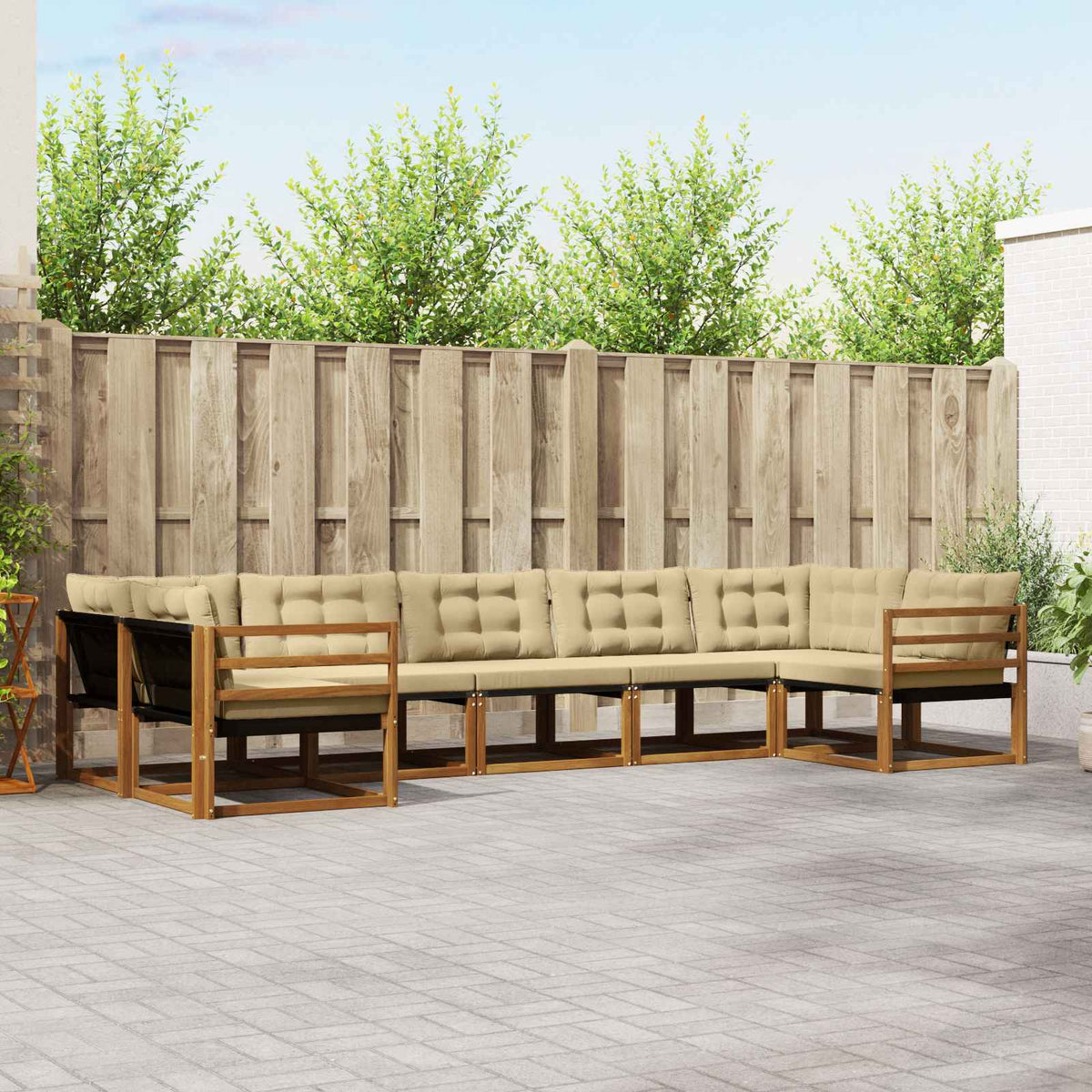 Set vanjskih sofa 7 kom. Prirodna i bež