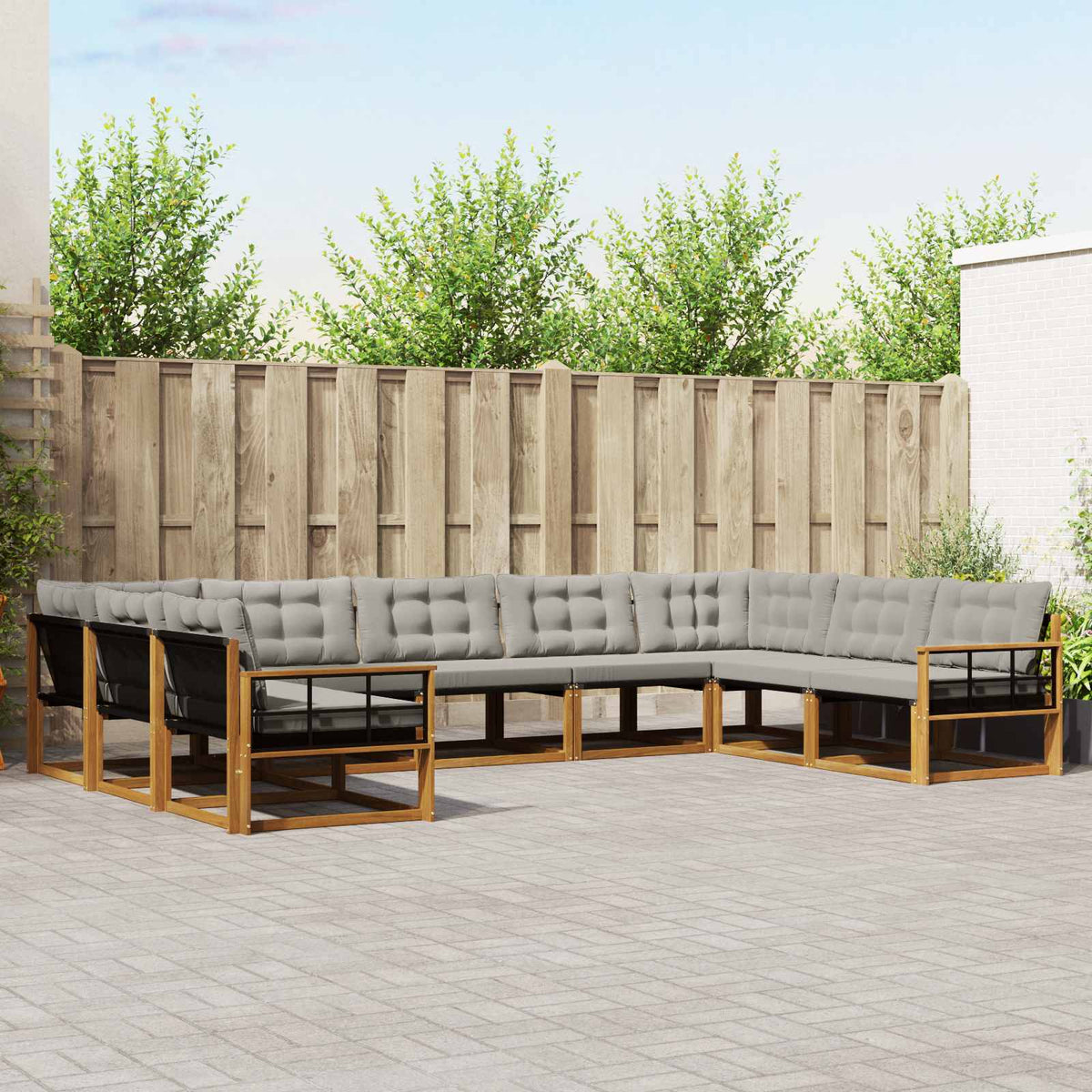 Set vanjskih sofa 9 kom. Prirodna i svijetlo siva