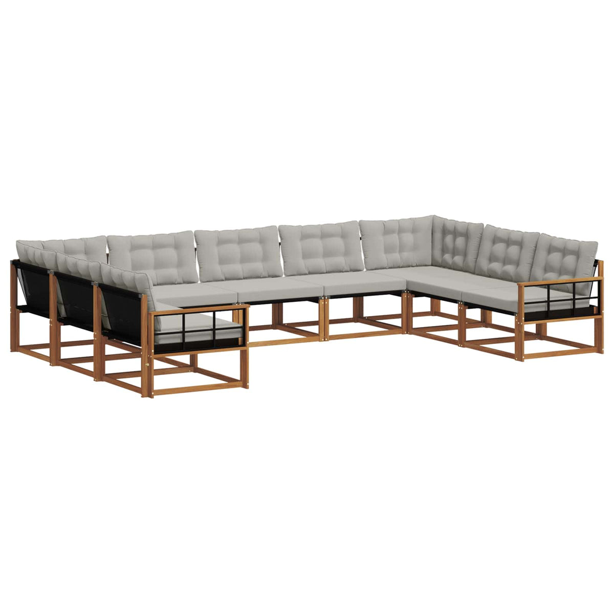 Set vanjskih sofa 9 kom. Prirodna i svijetlo siva