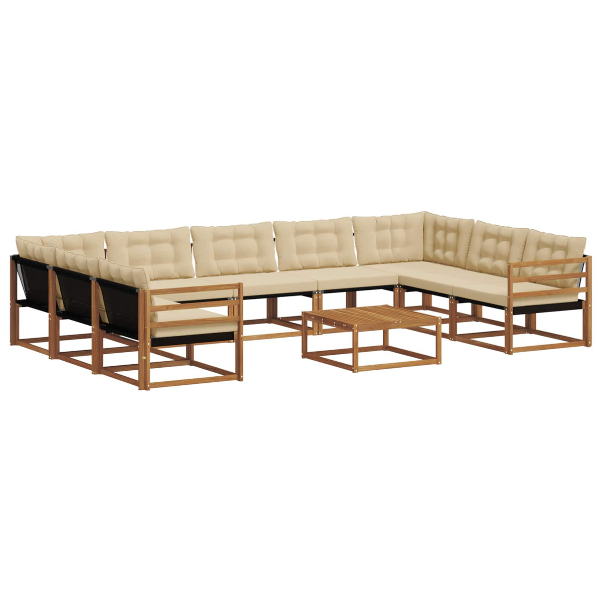 Set vanjskih sofa s jastukom 10 pcs Prirodna i bež