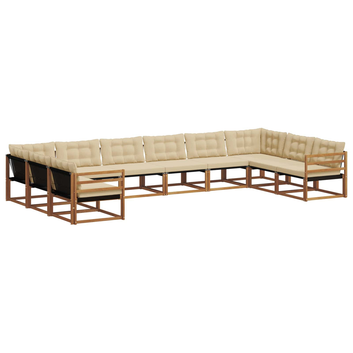 Set vanjskih sofa s jastukom 10 pcs Prirodna i bež