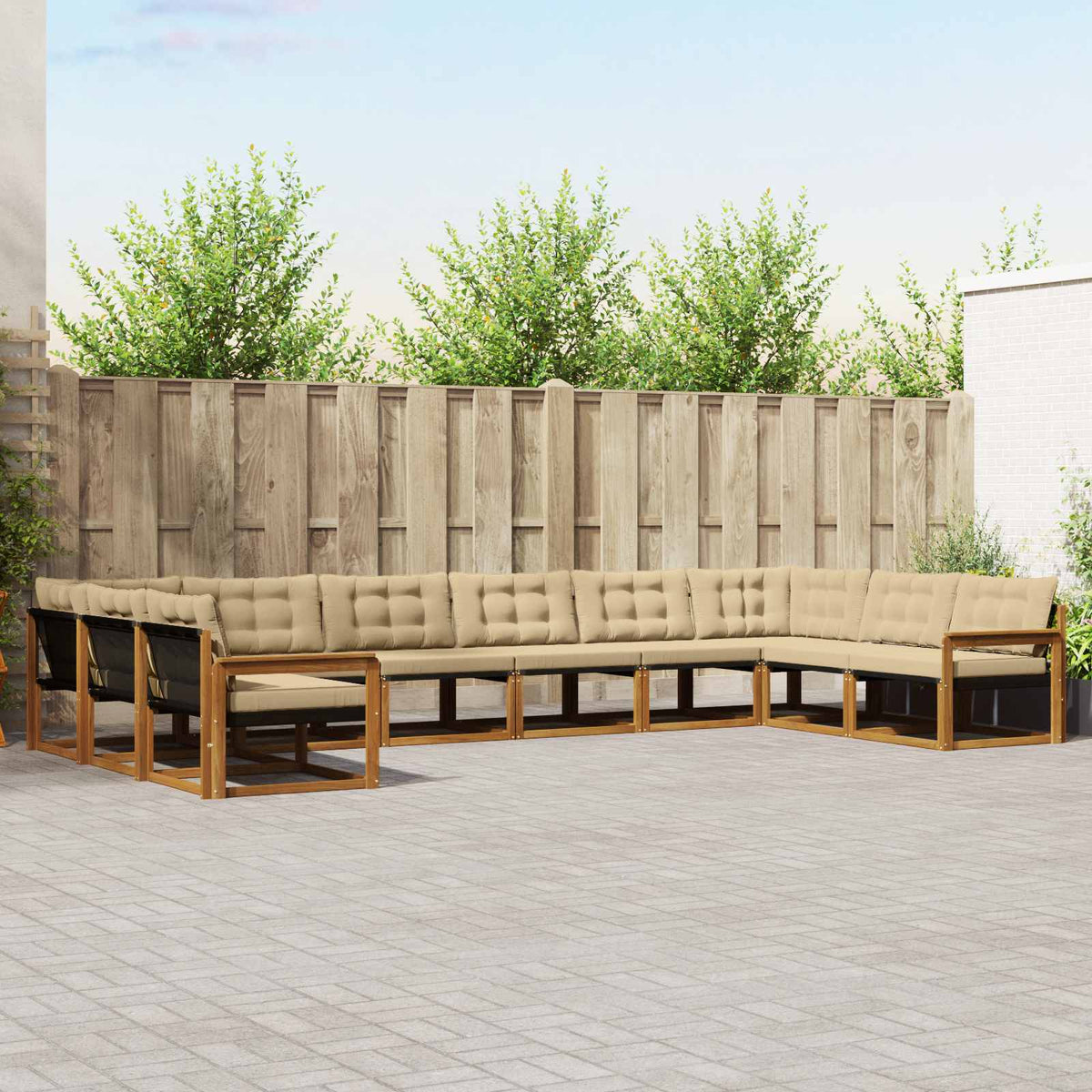 Set vanjskih sofa s jastukom 10 pcs Prirodna i bež