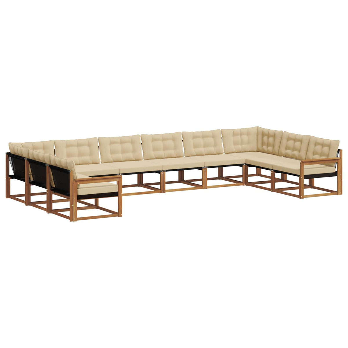 Set vanjskih sofa s jastukom 10 pcs Prirodna i bež