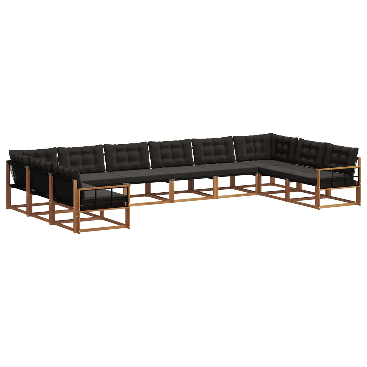 Set vanjskih sofa s jastukom 10 pcs Prirodna i crna