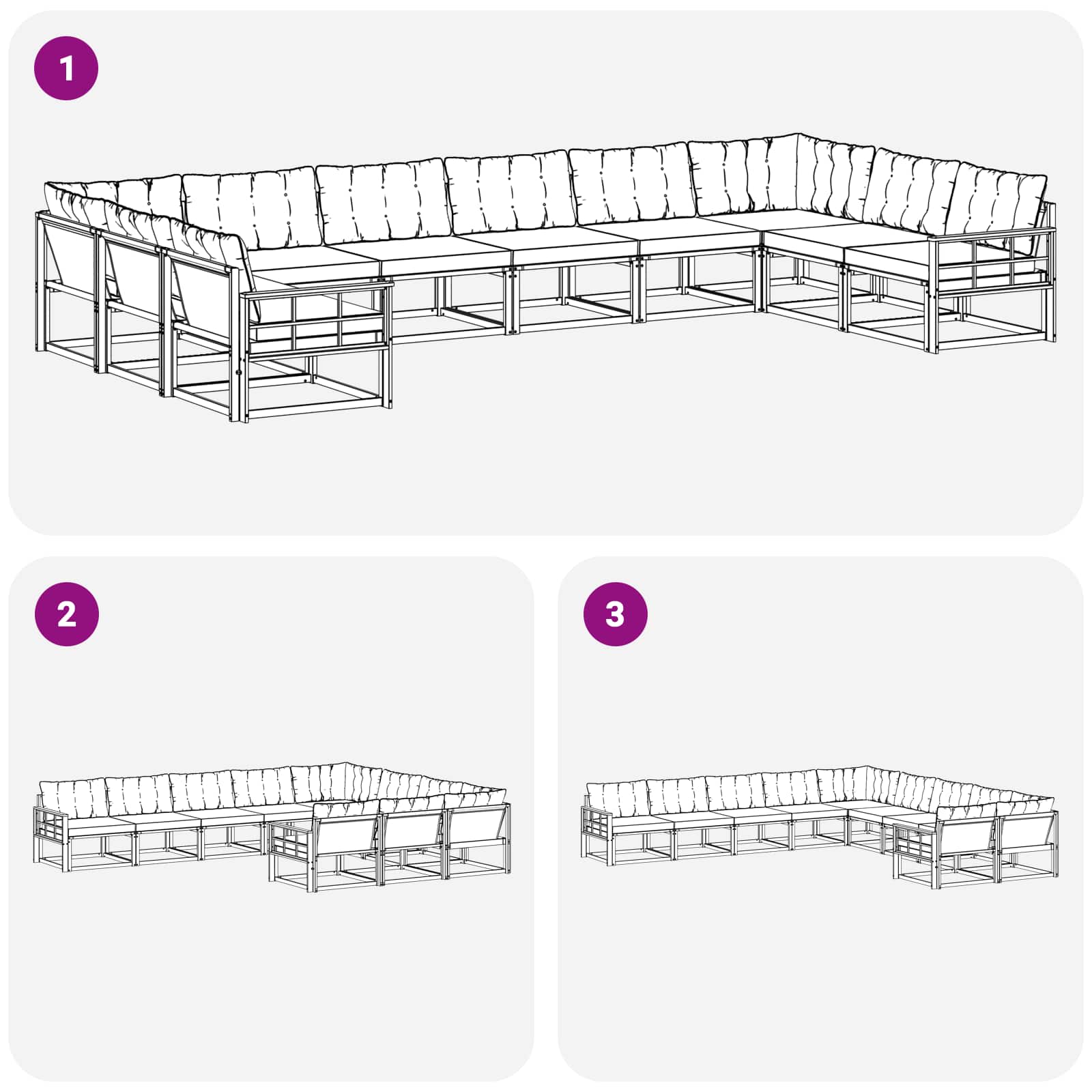 Set vanjskih sofa s jastukom 10 pcs Prirodna i crna