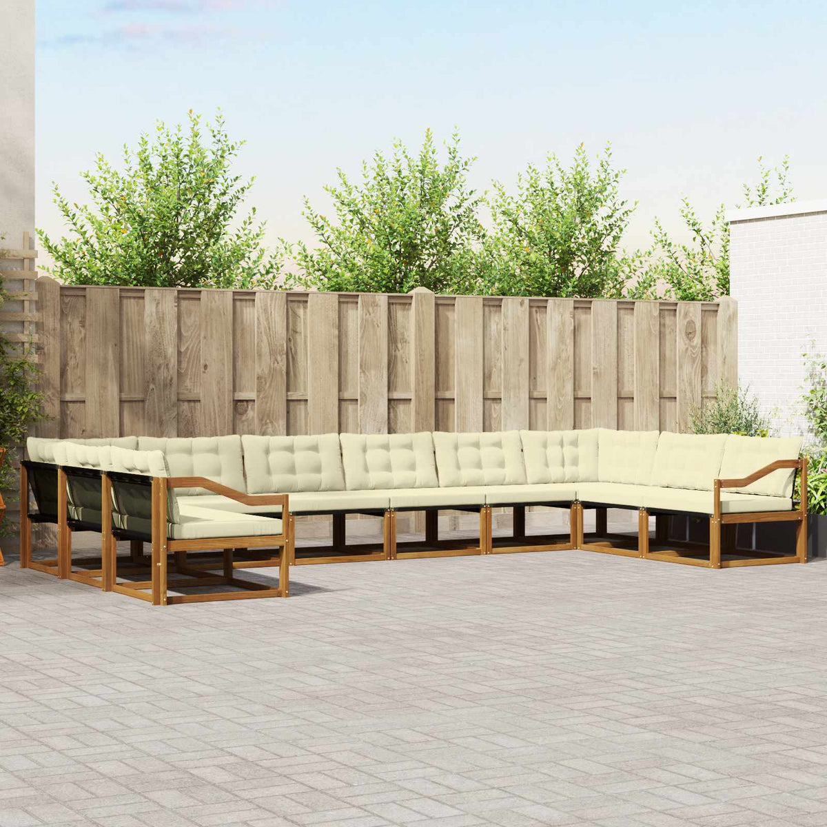 Set vanjskih sofa 10 kom. Prirodna i krem