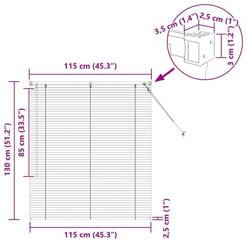 Venecijanski zastore Tamno siva 130 x 115 cm Aluminij
