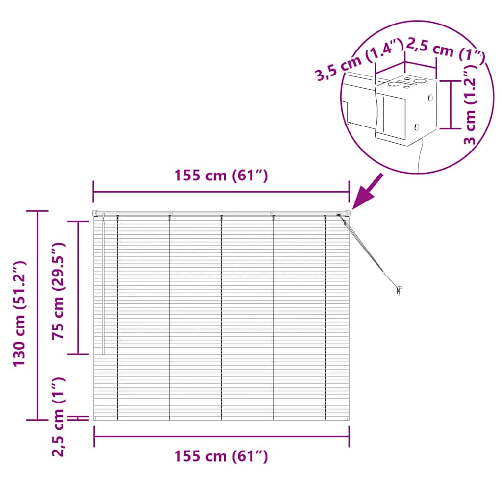 Venecijanski zastore Tamno siva 130 x 155 cm Aluminij