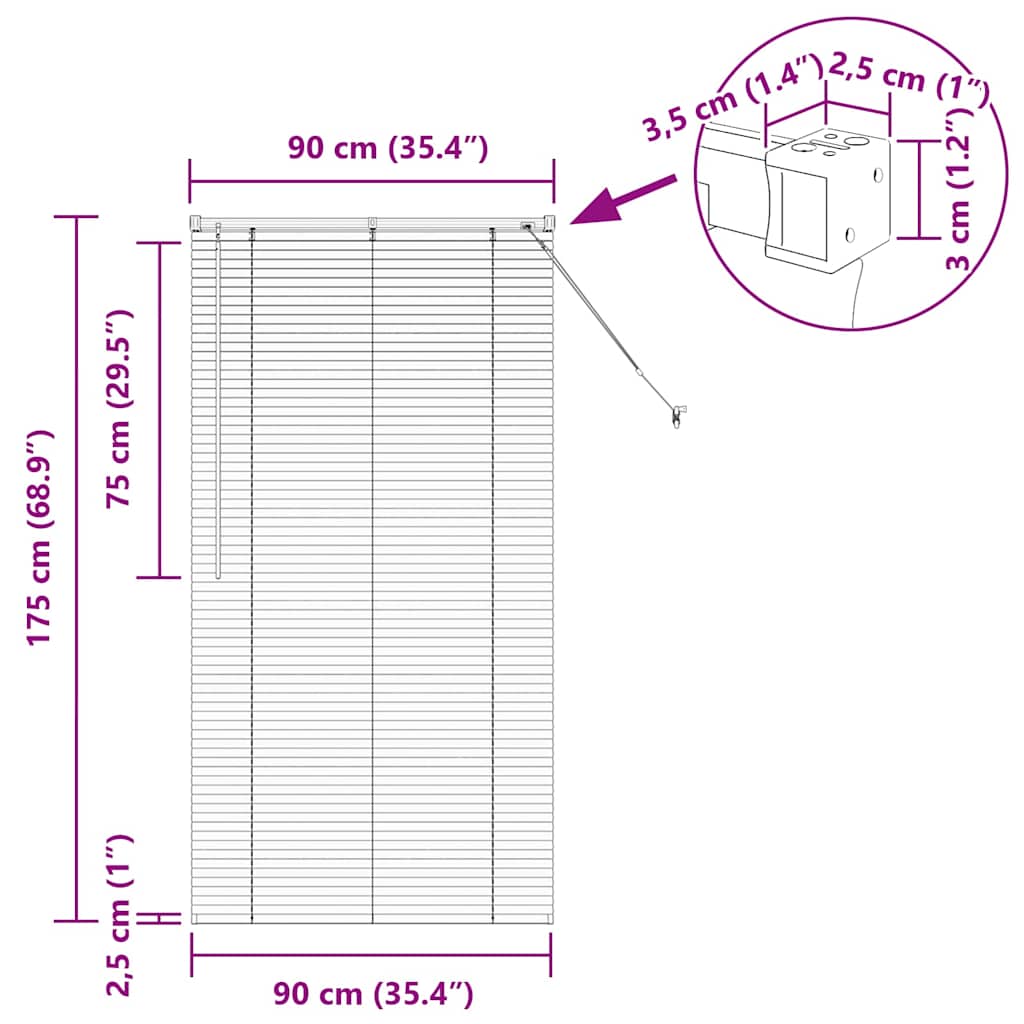 Venecijanski zastore Tamno siva 175 x 90 cm Aluminij