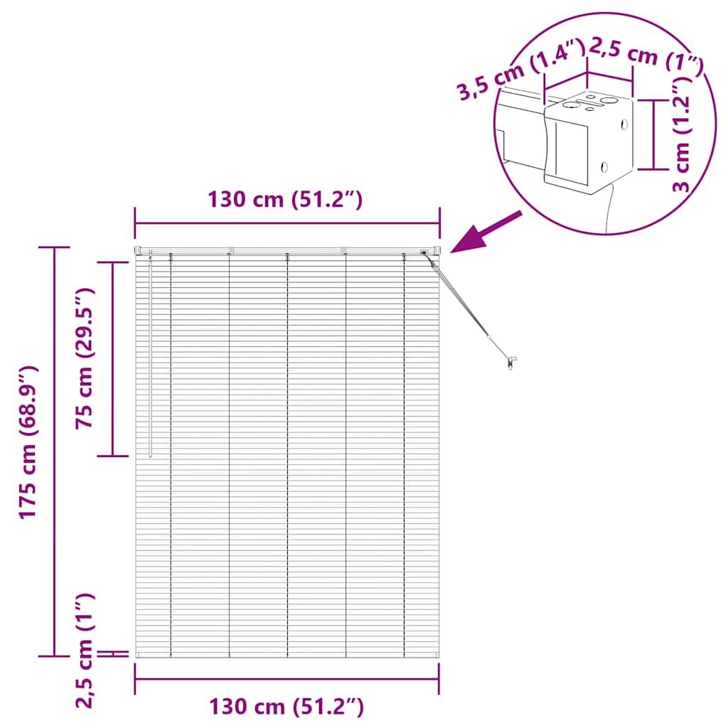 Venecijanski zastore Tamno siva 175 x 130 cm Aluminij