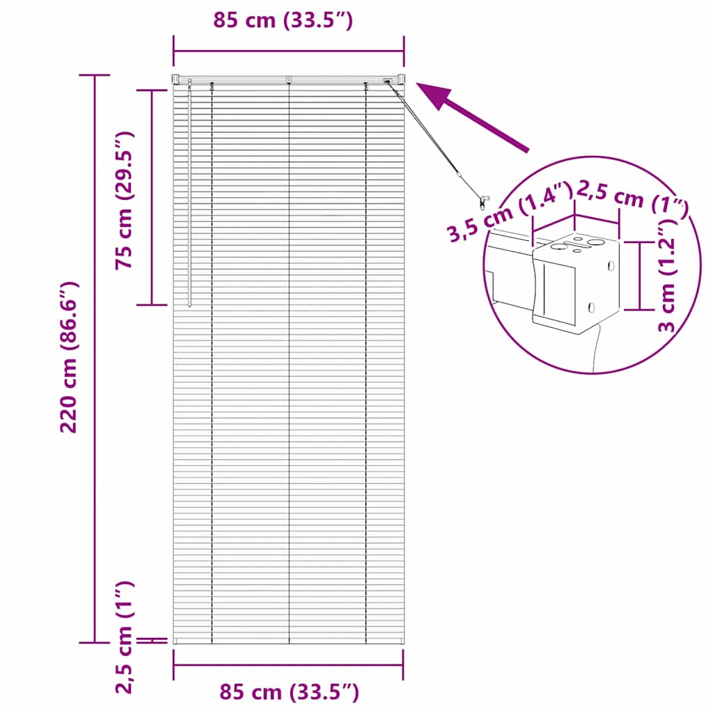 Venecijanski zastore Tamno siva 220 x 85 cm Aluminij