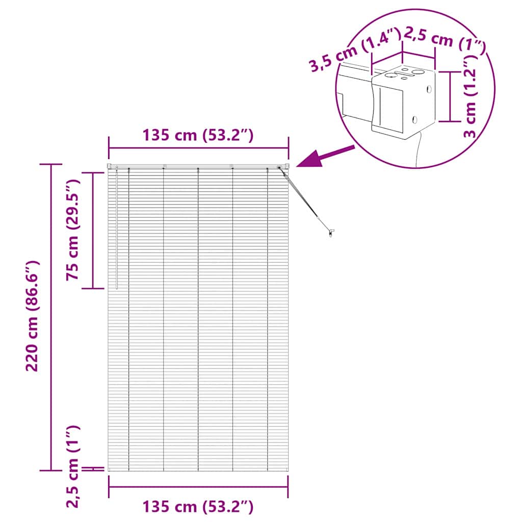 Venecijanski zastore Tamno siva 220 x 135 cm Aluminij