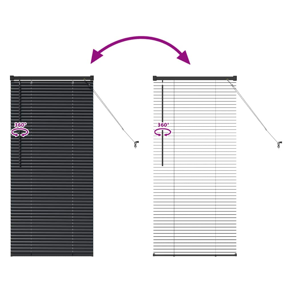 Venecijanski zastore Crna 60 x 2,5 x 130 cm Aluminij