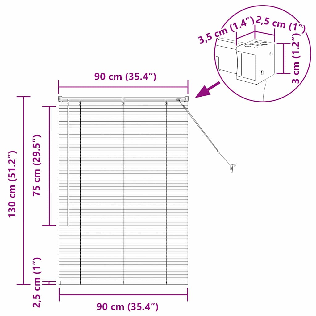 Venecijanski zastore Crna 130 x 90 cm Aluminij