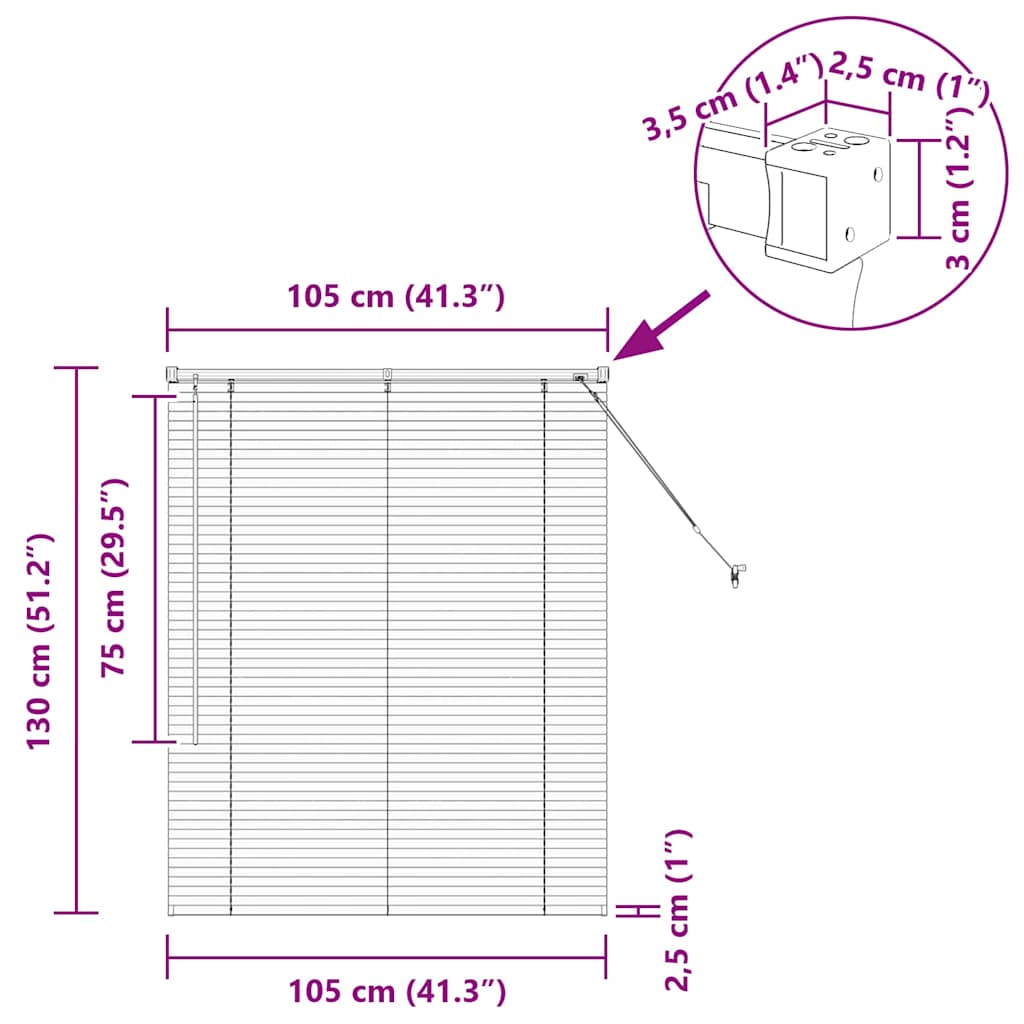 Venecijanski zastore Crna 130 x 105 cm Aluminij