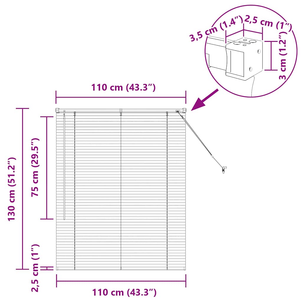 Venecijanski zastore Crna 130 x 110 cm Aluminij