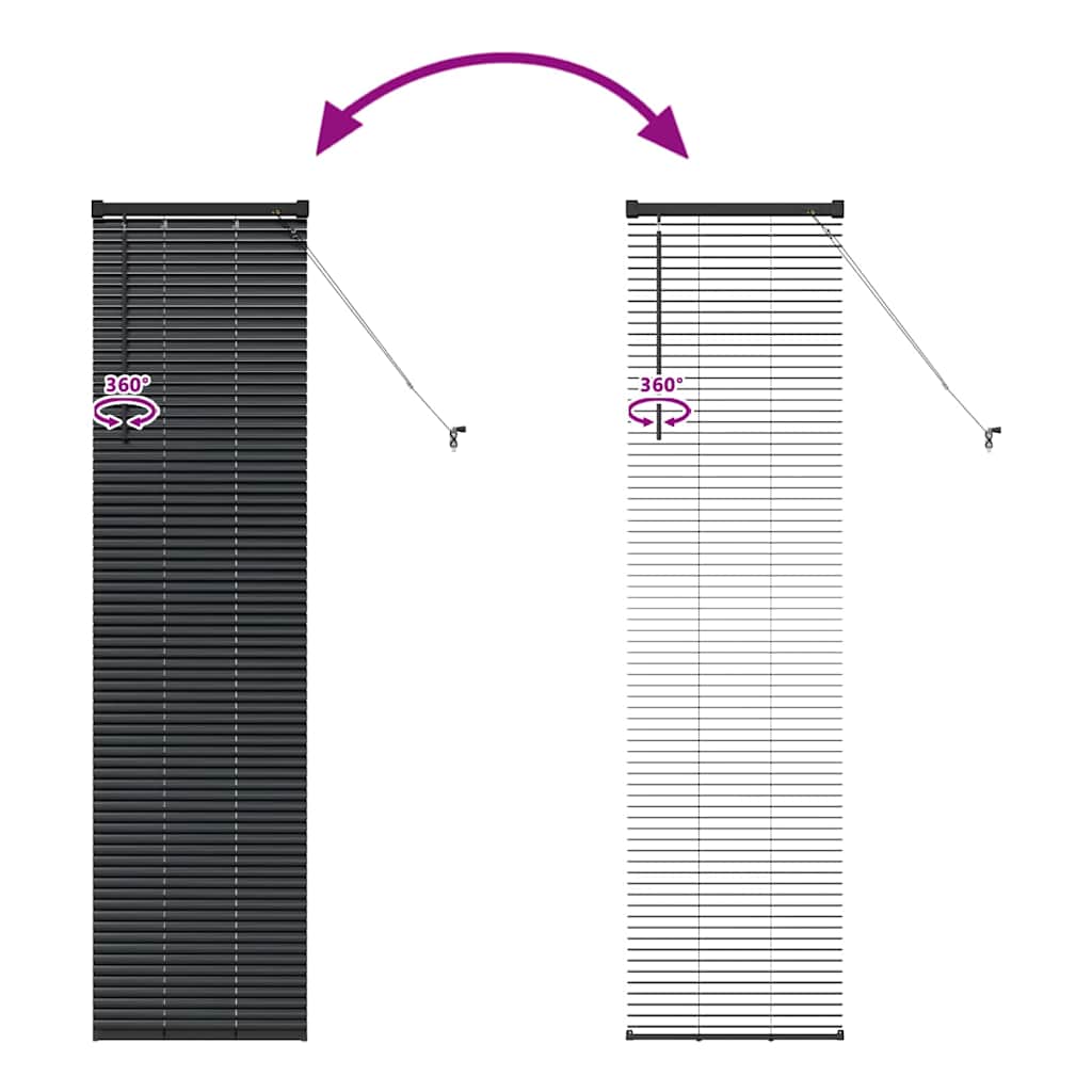 Venecijanski zastore Crna 175 x 45 cm Aluminij