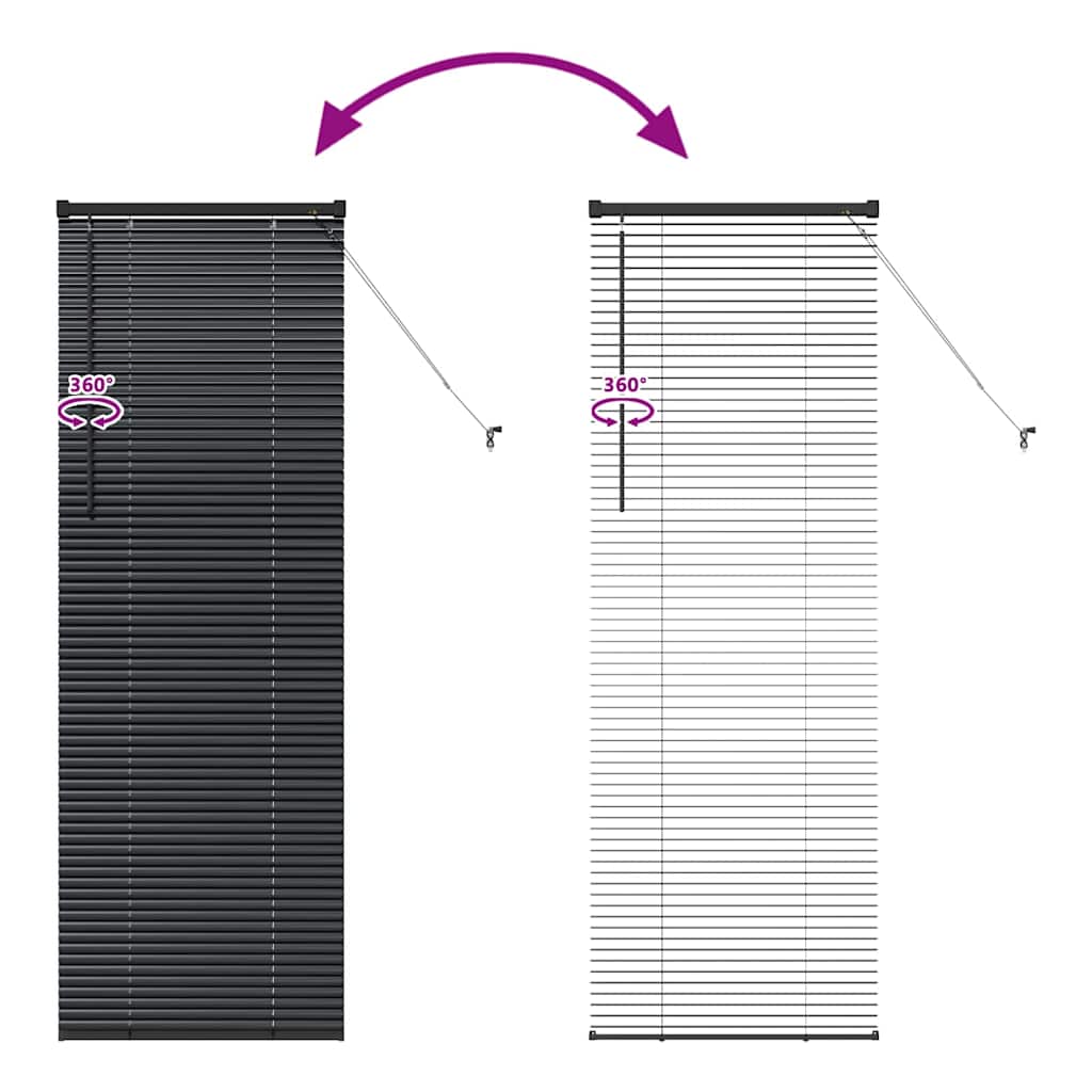 Venecijanski zastore Crna 175 x 55 cm Aluminij
