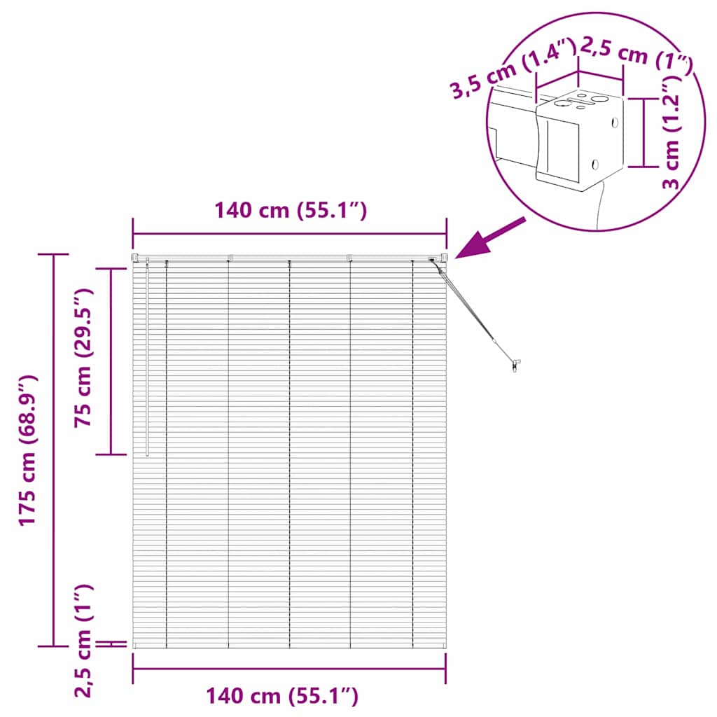 Venecijanski zastore Crna 175 x 140 cm Aluminij