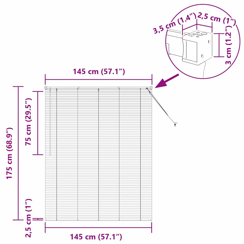 Venecijanski zastore Crna 175 x 145 cm Aluminij