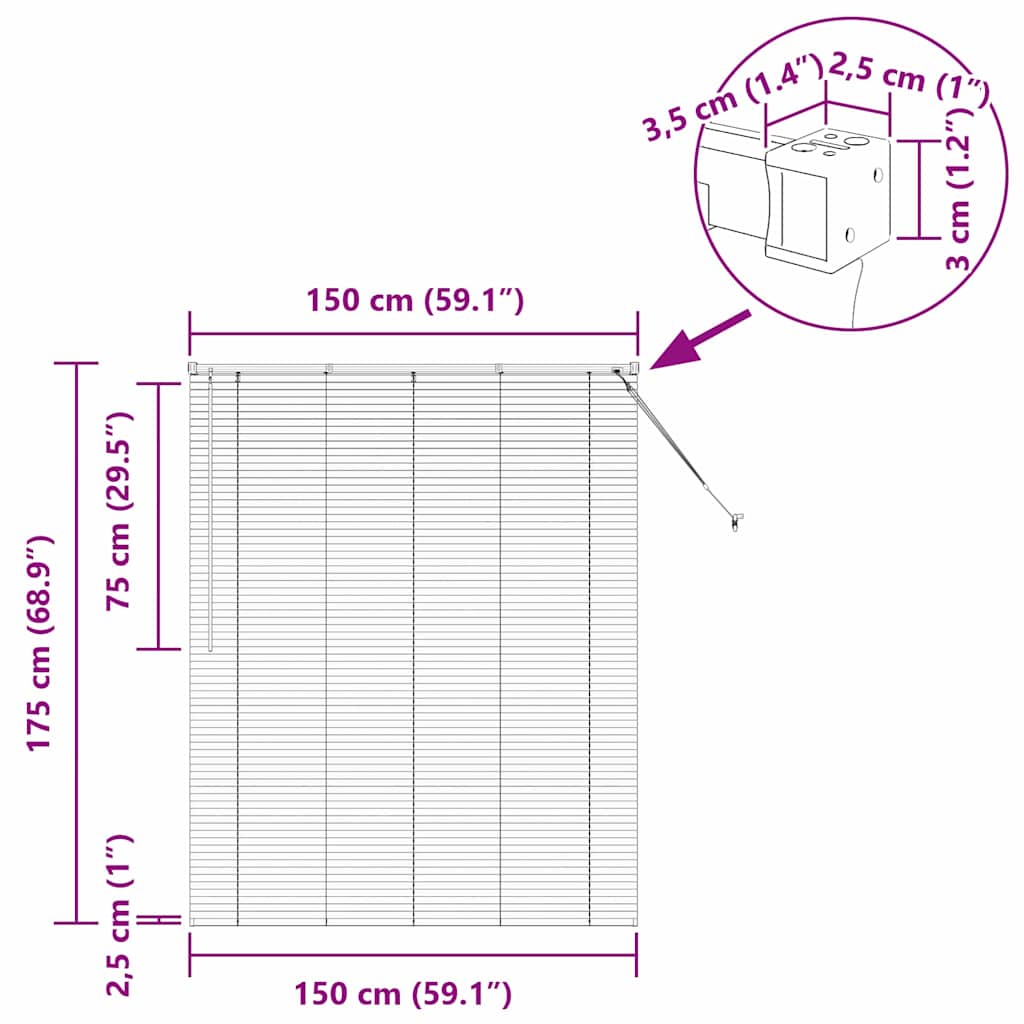 Venecijanski zastore Crna 175 x 150 cm Aluminij