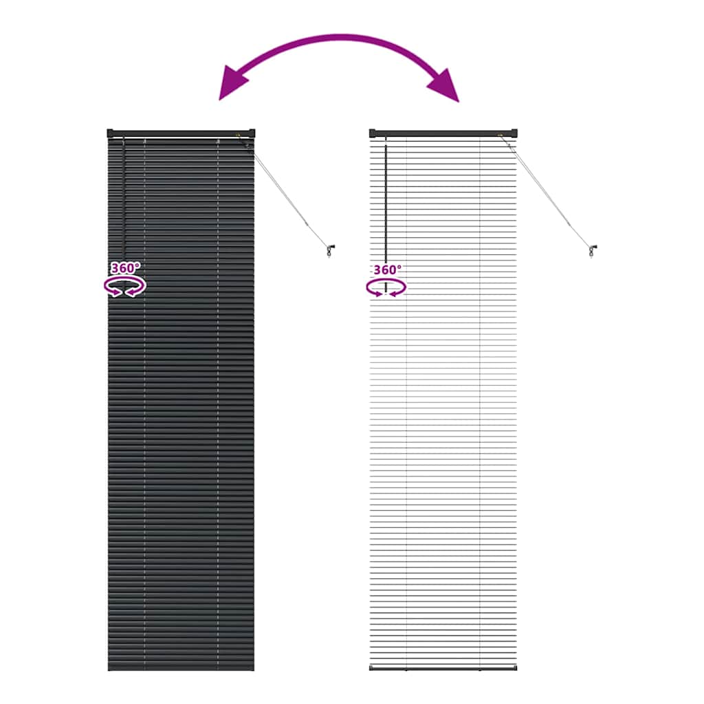 Venecijanski zastore Crna 220 x 55 cm Aluminij