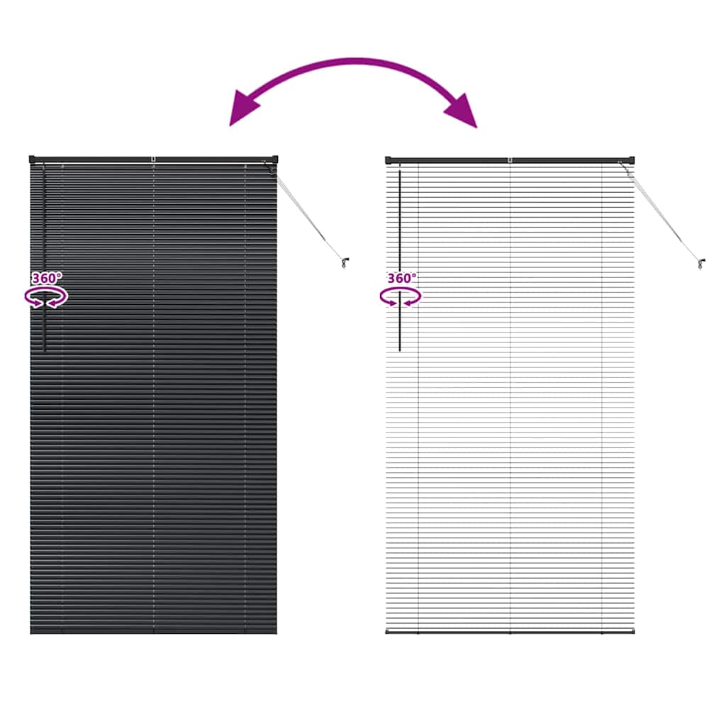 Venecijanski zastore Crna 220 x 115 cm Aluminij