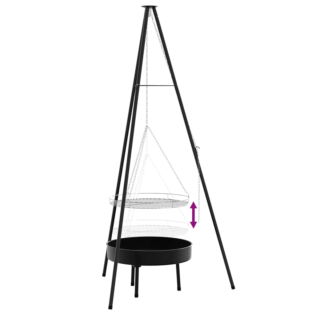 Tripod za logorsku vatru 3 pcs Crna Čelik