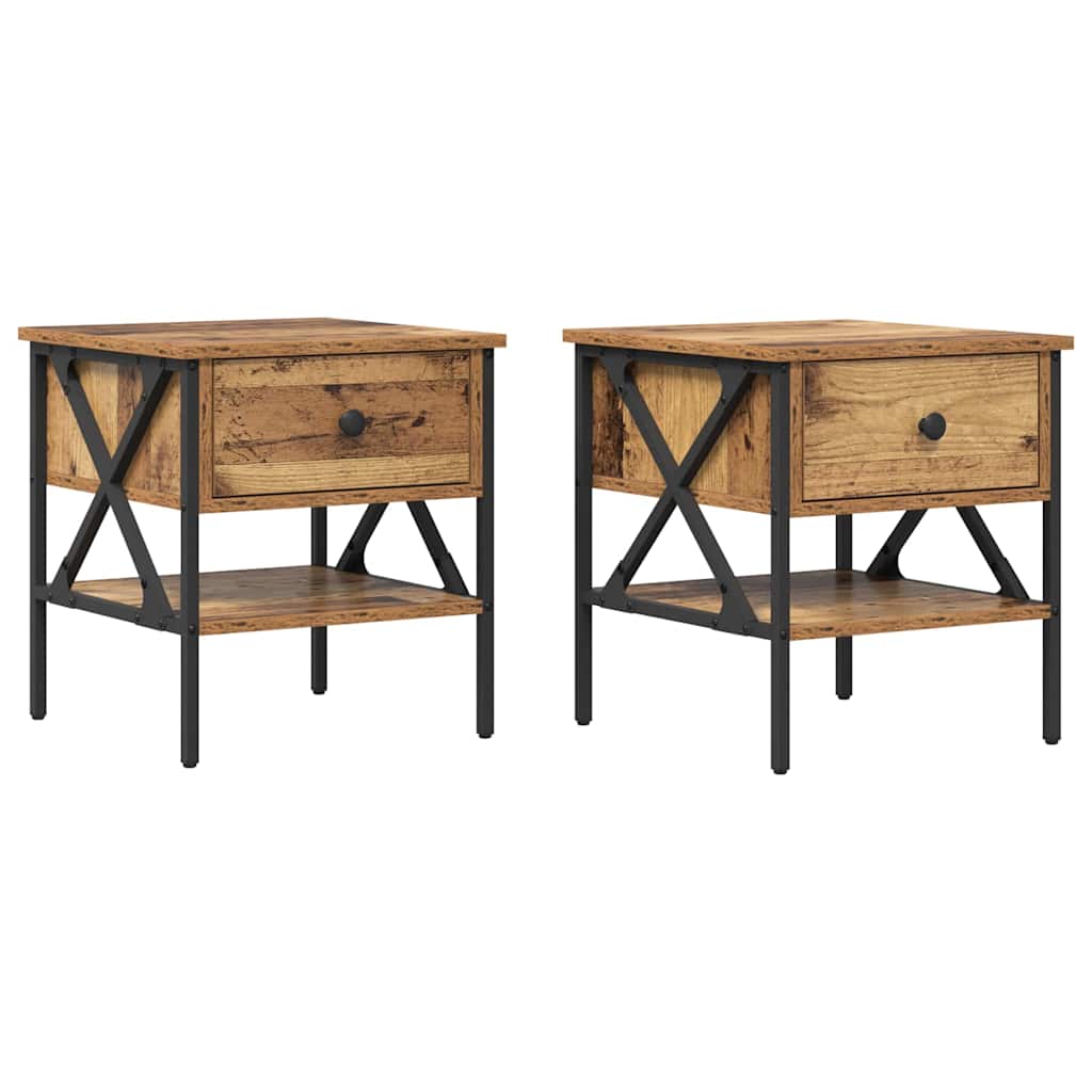 Noćni ormarić s ladicama 2 pcs Staro drvo 40 x 42 x 45 cm