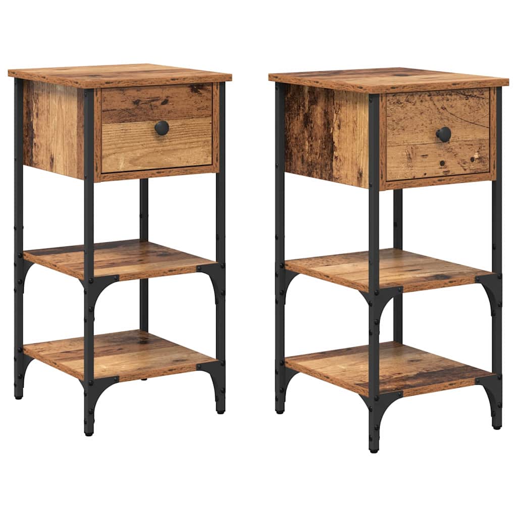 Noćni ormar 2 pcs Smeđa 33.5 x 36 x 70 cm Konstrukcijsko drvo