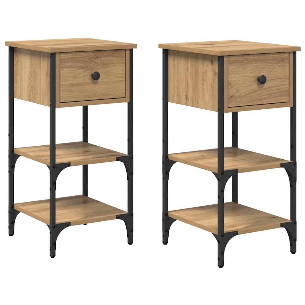 Noćni ormar 2 pcs Smeđa 33.5 x 36 x 70 cm Konstrukcijsko drvo