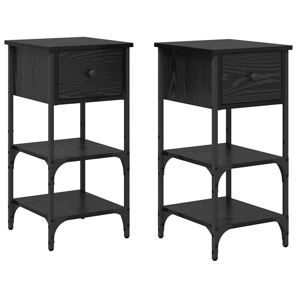 Noćni ormar s ladicama 2 pcs Crni hrast 33.5 x 36 x 70 cm