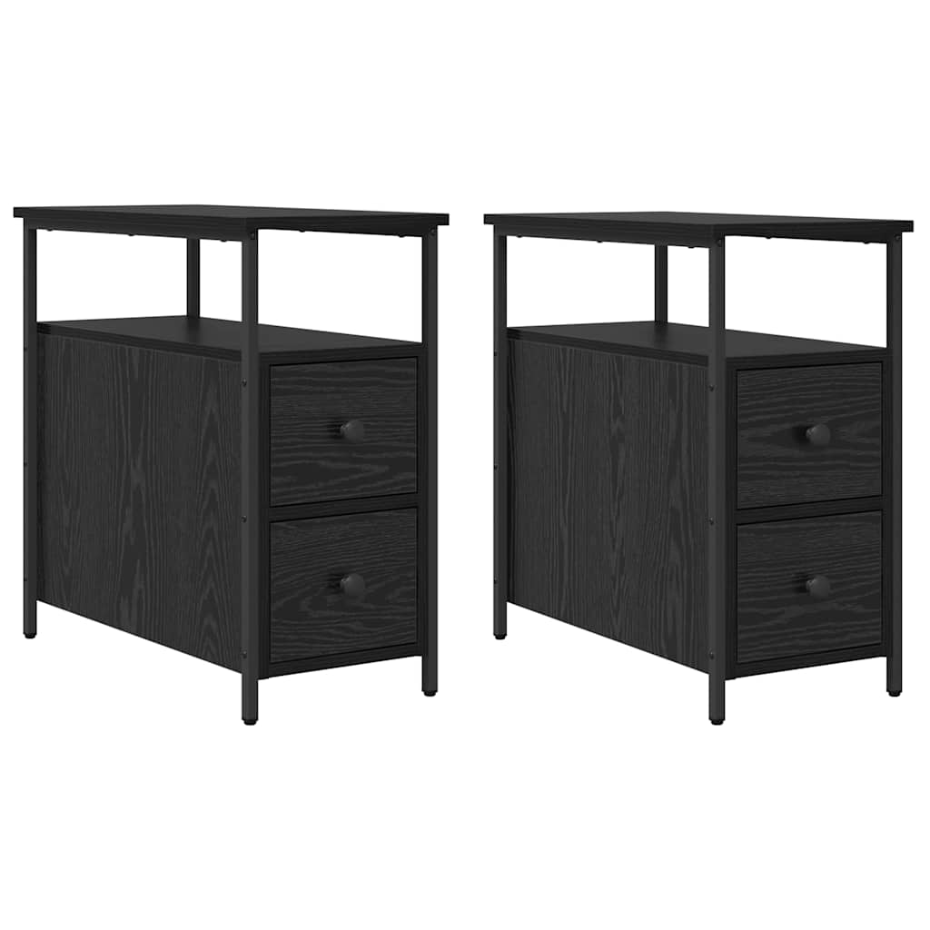 Noćni ormar 2 pcs Crni hrast 30 x 60 x 60 cm Konstruirano drvo