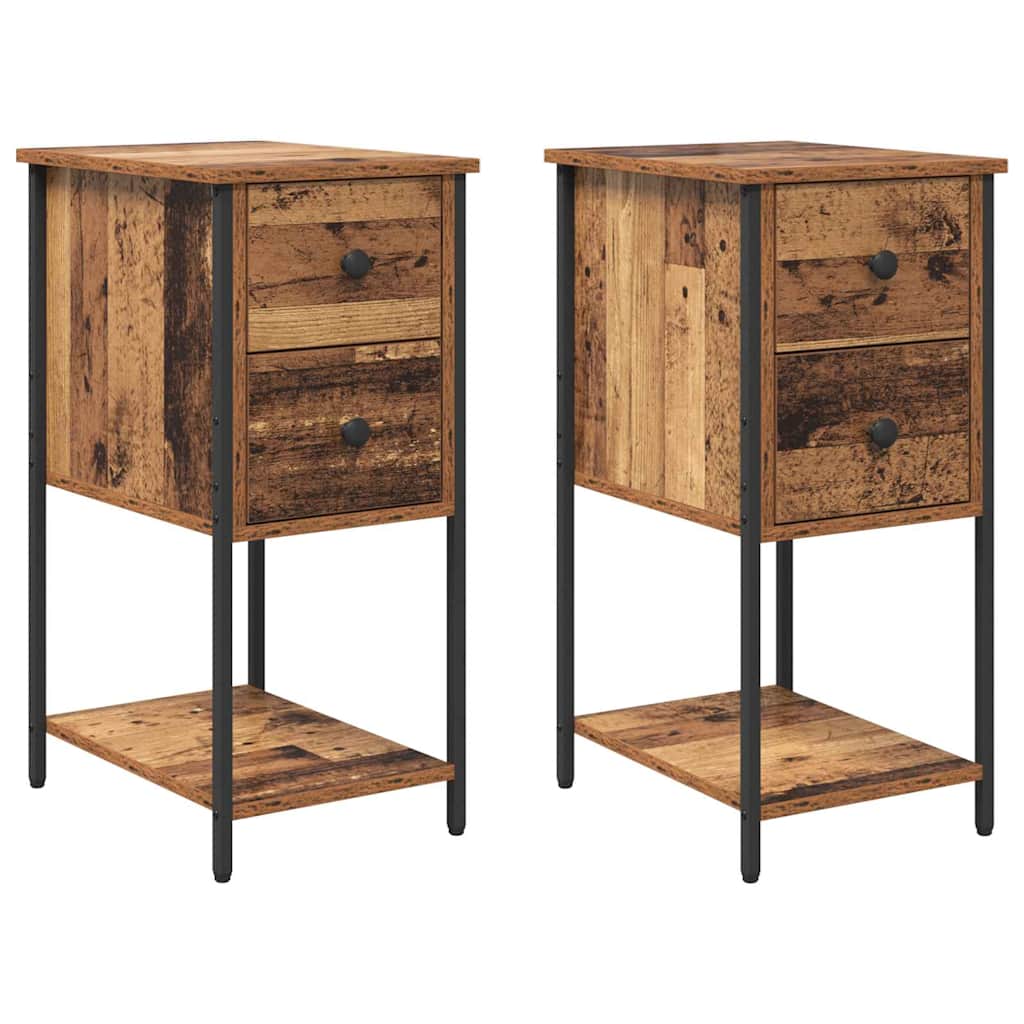Noćni ormar 2 pcs Staro drvo 32 x 42 x 70 cm Konstruirano drvo